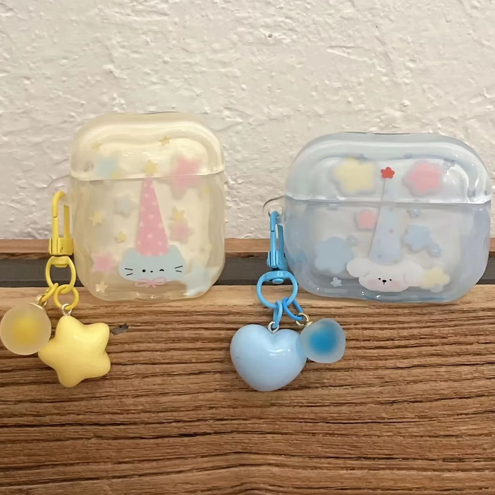 Yellow Phone Accessories - Cute Cat Puppy Colorful Star Flower