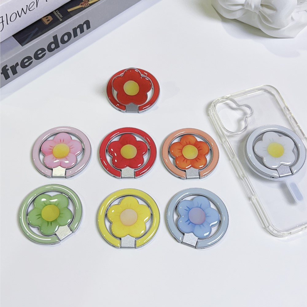 Phone Accessories Cute - Flower Magnetic Foldable Kickstand Phone Ring
