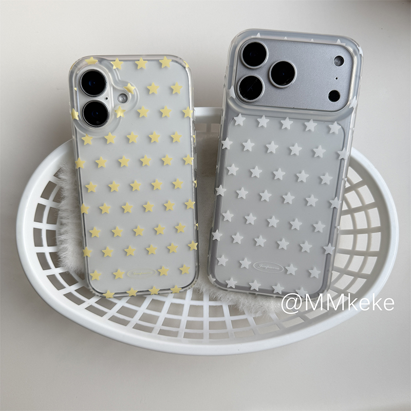 Yellow Phone Accessories - Korean Ins Yellow & White Stars