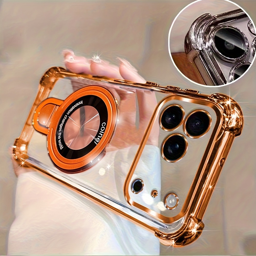 Phone Accessories Ring Holder - Luxury Clear Plating Phone Case for