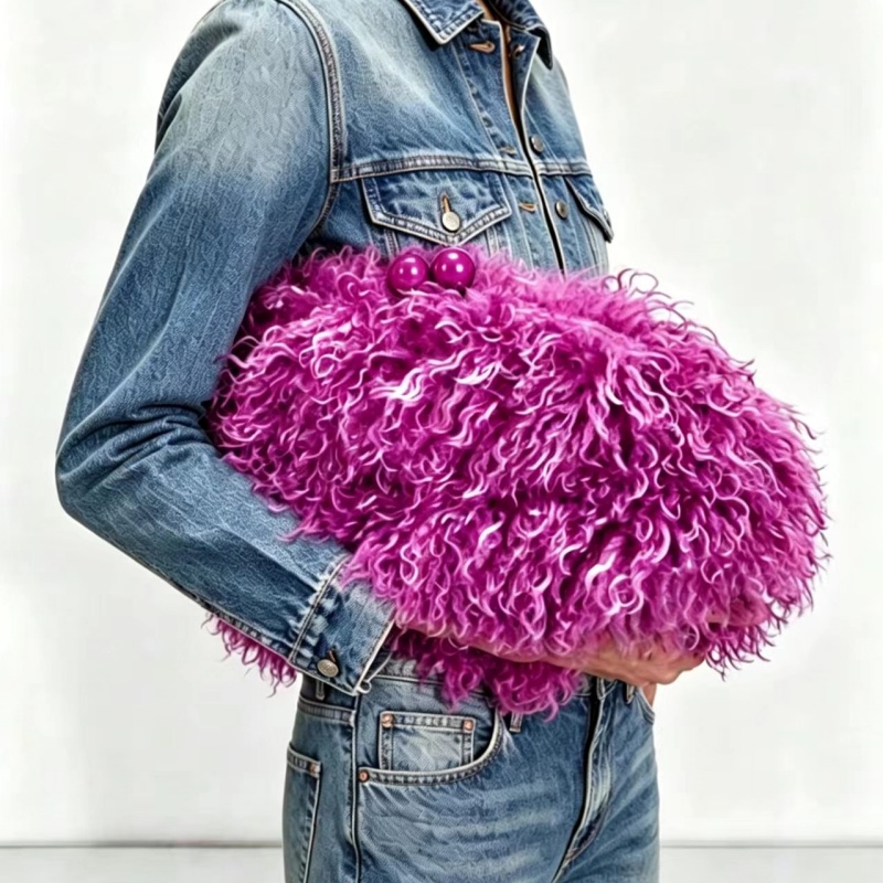 Women kisslock Faux Fur furry  - đánh giá và giá Yellow Phone Accessories
